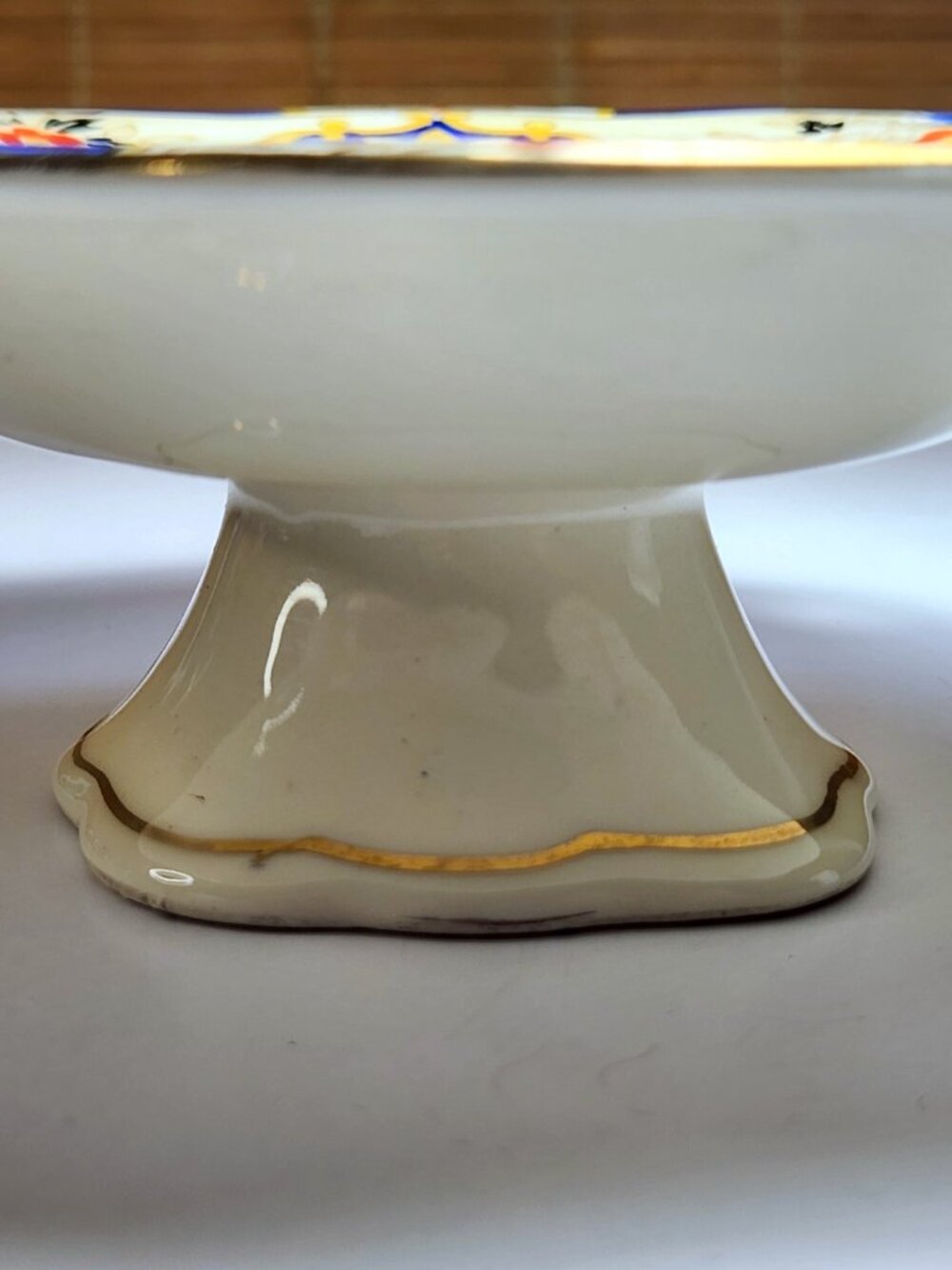 Vintage Noritake Pedestal Bowl Cherry Blossom Mark Imari Cobalt Blue Gold 6 1/4 - Picture 8 of 12